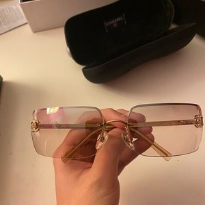 Authentic Chanel 4104-B half rimless sunglasses!